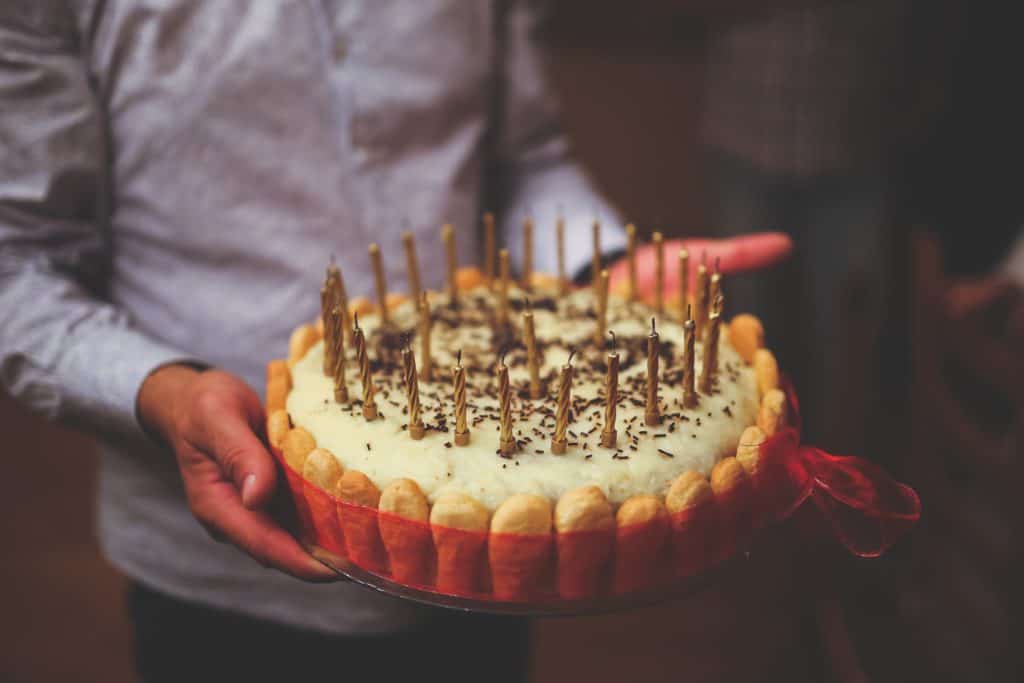 birthday-cake-in-men-s-hands; Photo by Kaboompics .com from Pexels