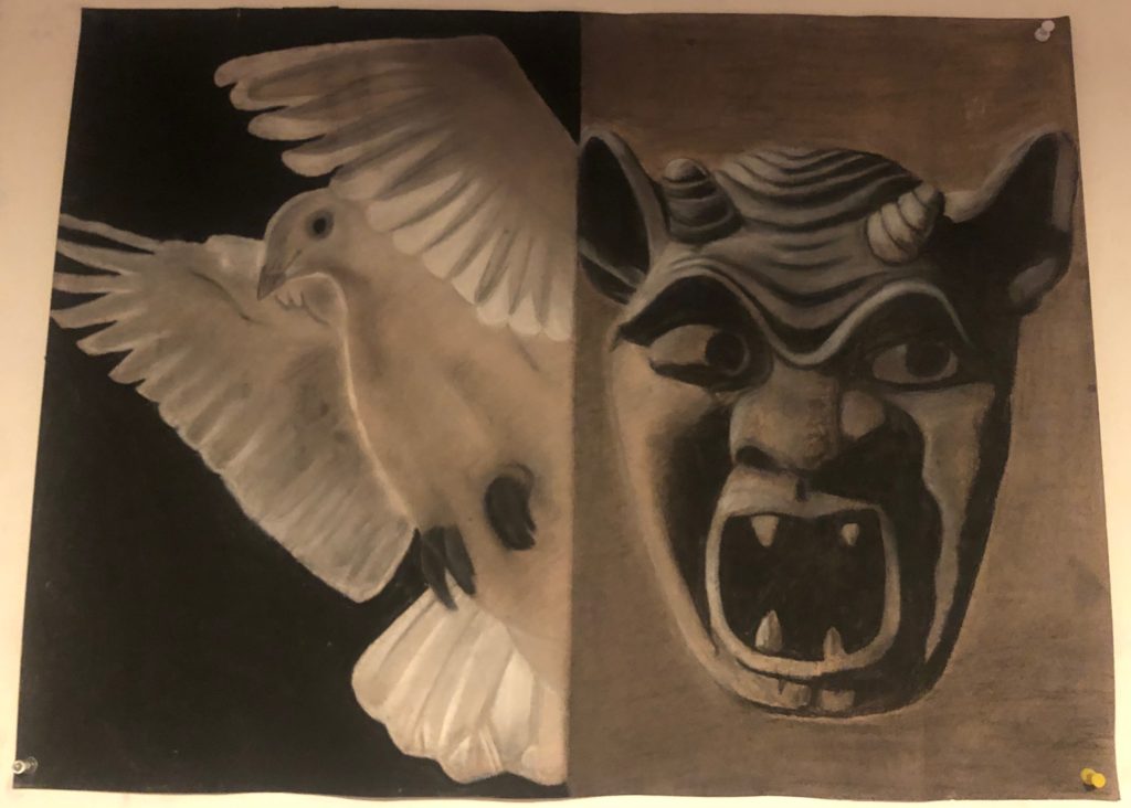 charcoal drawing of good vs evil; things to do before your 30s